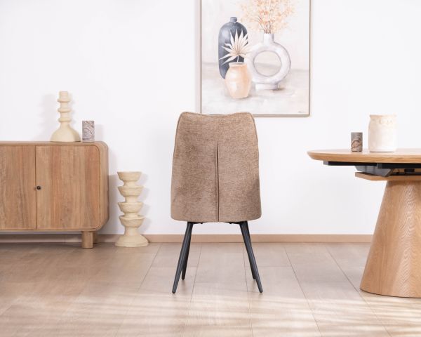 Lote de 2 sillas de comedor contemporáneas, acolchadas con tejido bouclé de color greige «Ondine»