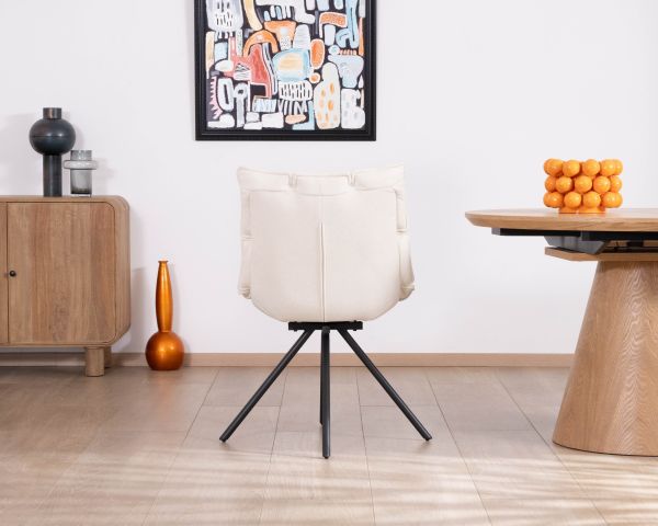 Lote de 2 sillas giratorias de 360° «Cassidy», de diseño y acolchadas, en tejido blanco roto