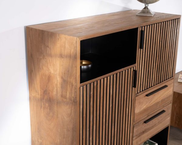 Aparador de teca reciclada «Opland», estilo retro