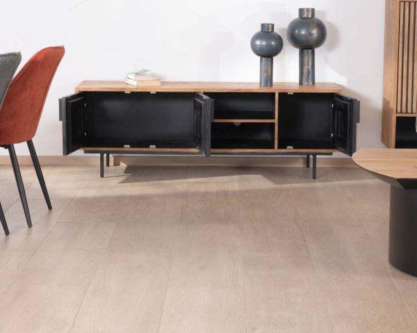 Mueble para la tele de 3 puertas de teca, estilo retro «Opland», 160 cm