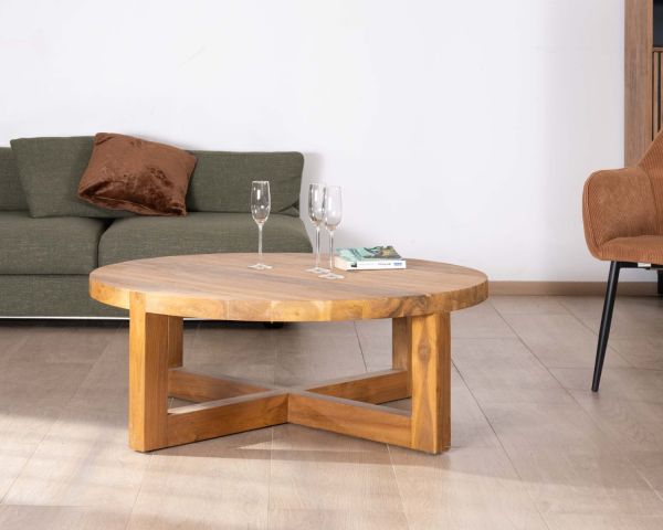 Mesa de centro redonda de 110 cm de teca «Balanka»