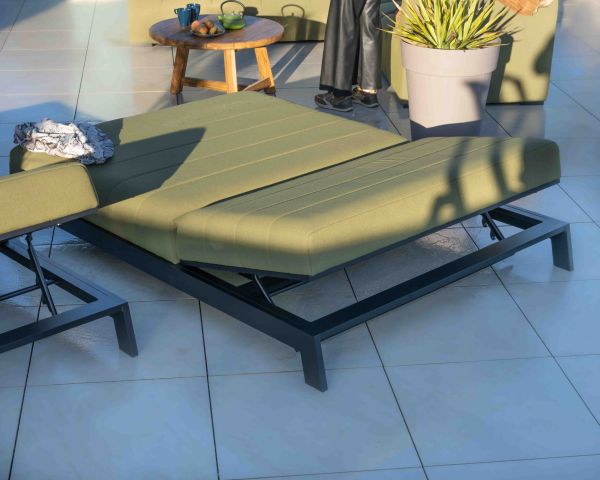 Tumbona doble de alta gama en verde y negro «Terrasse»