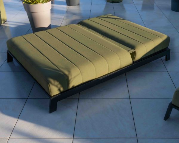 Tumbona doble de alta gama en verde y negro «Terrasse»
