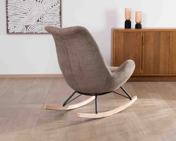Sillón reclinable contemporáneo con tejido bouclé de color topo «Calista»