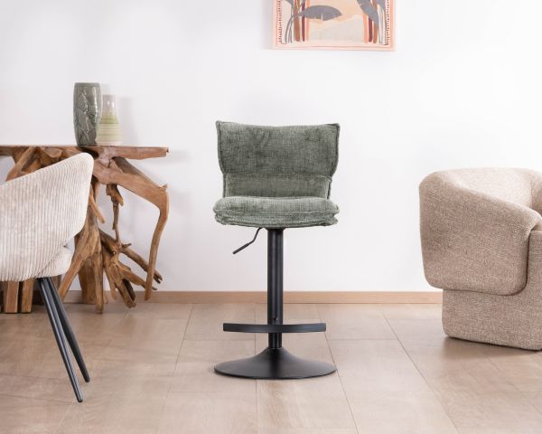 Lote de 2 tronas regulables en altura «Topley» con asiento acolchado de terciopelo verde salvia