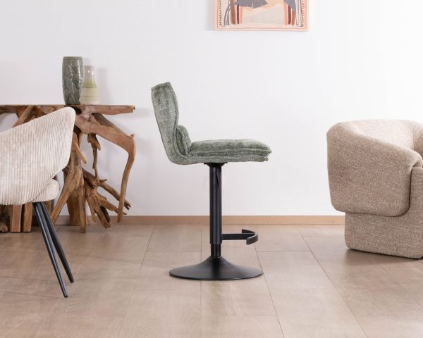 Lote de 2 tronas regulables en altura «Topley» con asiento acolchado de terciopelo verde salvia