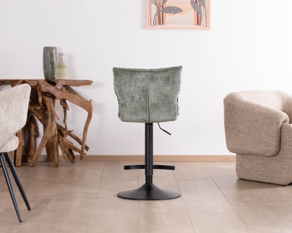Lote de 2 tronas regulables en altura «Topley» con asiento acolchado de terciopelo verde salvia