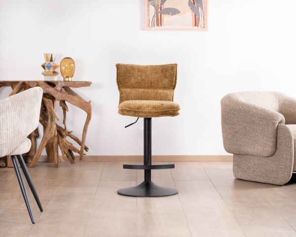 Lote de 2 tronas de tela color mostaza «Topley» con asiento regulable en altura