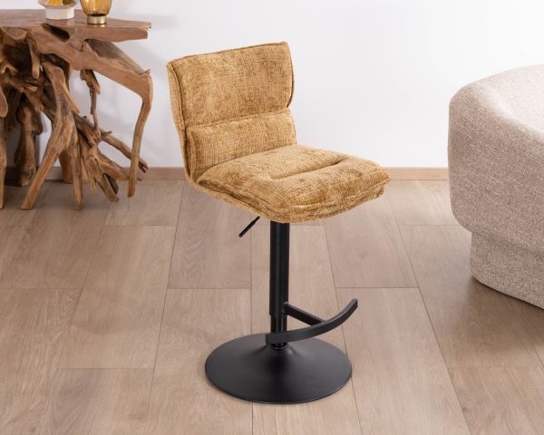 Lote de 2 tronas de tela color mostaza «Topley» con asiento regulable en altura