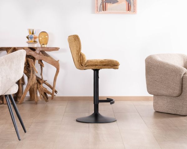 Lote de 2 tronas de tela color mostaza «Topley» con asiento regulable en altura