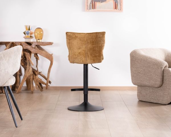 Lote de 2 tronas de tela color mostaza «Topley» con asiento regulable en altura