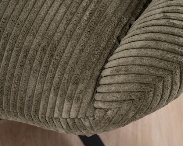 Sillón ultracómodo giratorio de 360° en terciopelo acanalado verde suave «Bissett»