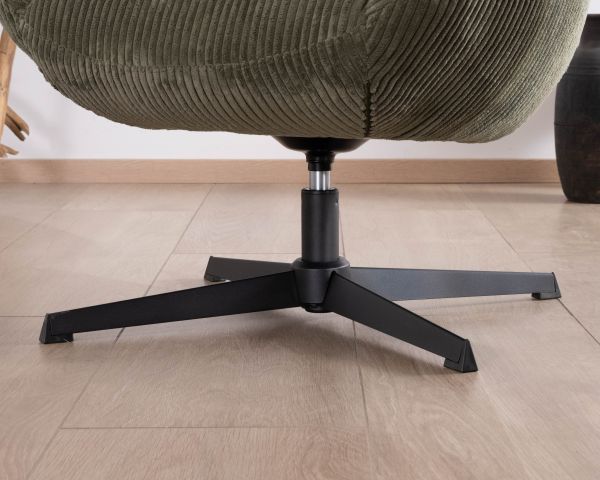 Sillón ultracómodo giratorio de 360° en terciopelo acanalado verde suave «Bissett»