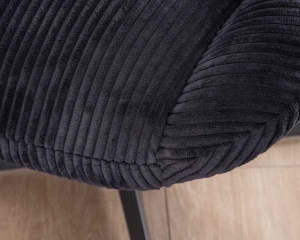 Sillón relax giratorio de 360° en terciopelo acanalado negro «Bissett»