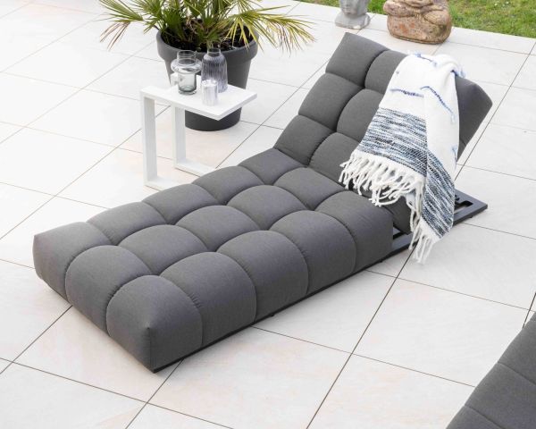 Tumbona de alta gama en tejido Sunbrella gris oscuro «Lazy Beach»