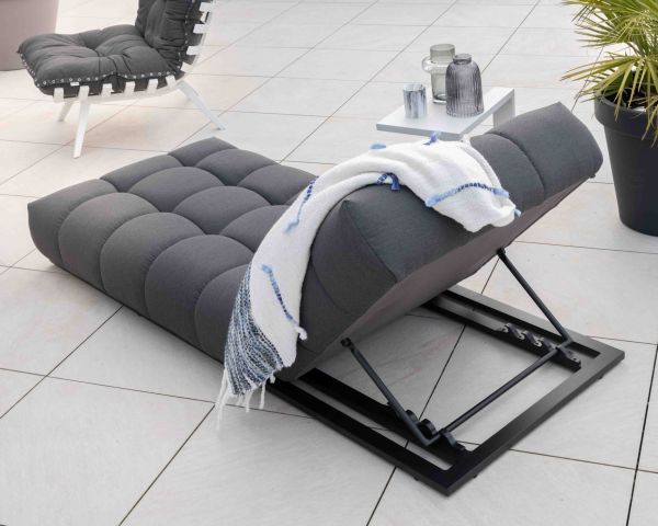 Tumbona de alta gama en tejido Sunbrella gris oscuro «Lazy Beach»