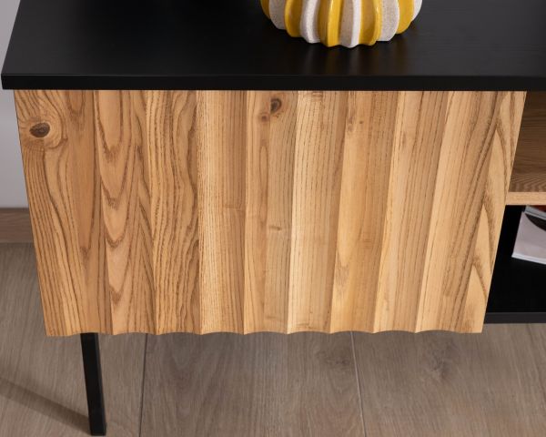 Sofá-vitrina de 160 cm con dos puertas, de madera maciza de fresno aceitada, modelo «Sydney»