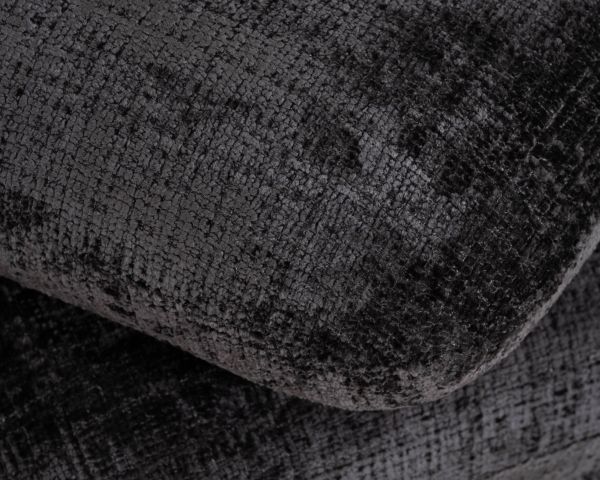 Puf «Flow» giratorio de tres niveles, confeccionado en tejido de trama gris antracita de tacto suave