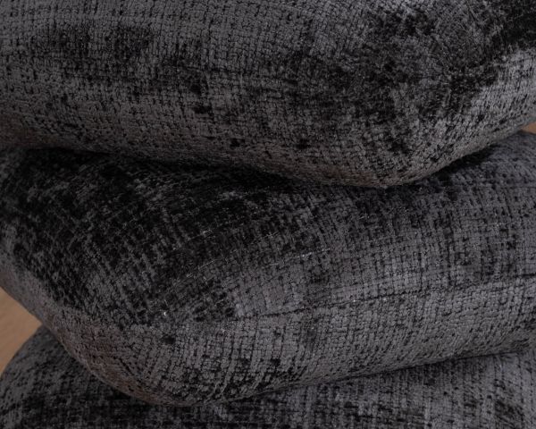 Puf «Flow» giratorio de tres niveles, confeccionado en tejido de trama gris antracita de tacto suave