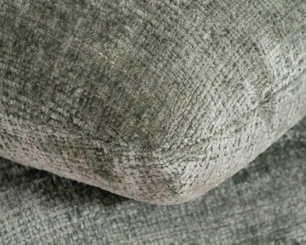 Puf giratorio de estilo zen y contemporáneo, confeccionado en tejido de trama verde salvia «Flow»