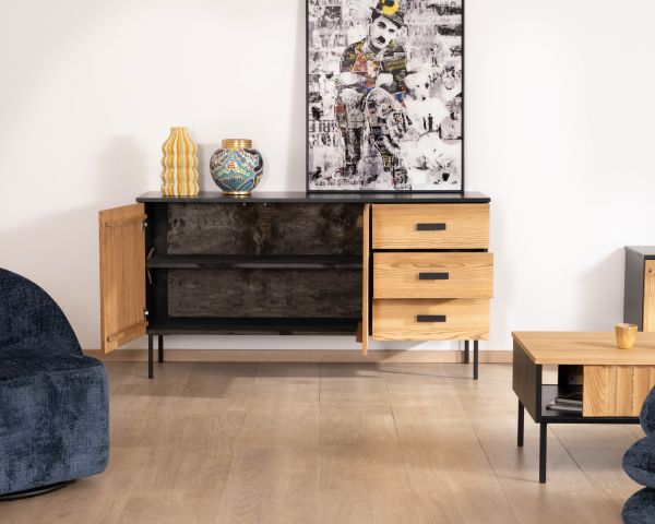 Aparador de fresno macizo de estilo «newtro» «Sydney», 160 cm