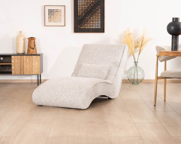 Tumbona de diseño para interior, de tela tejida en color blanco roto «Syltan»
