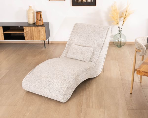 Tumbona de diseño para interior, de tela tejida en color blanco roto «Syltan»