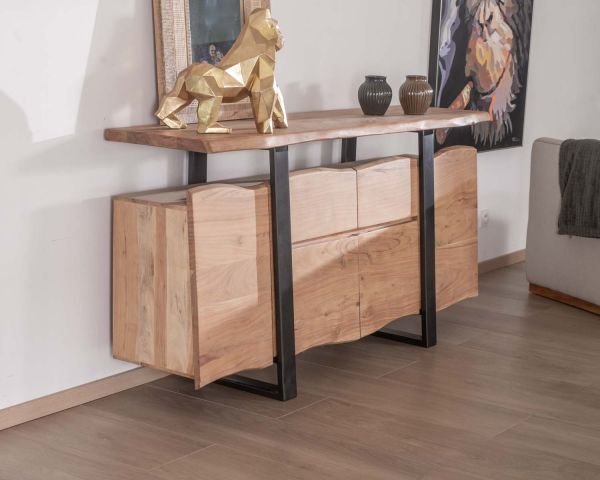 Aparador con cajones de madera maciza natural «Zen Black»
