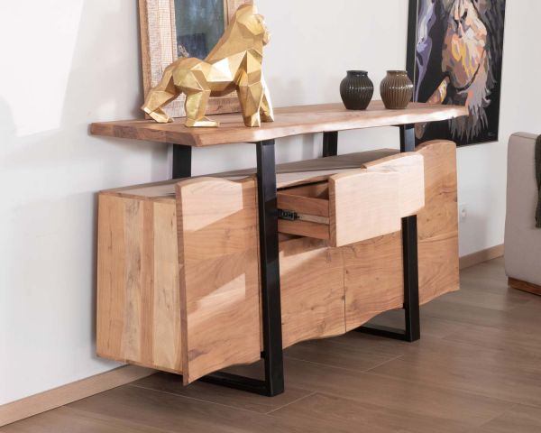 Aparador con cajones de madera maciza natural «Zen Black»