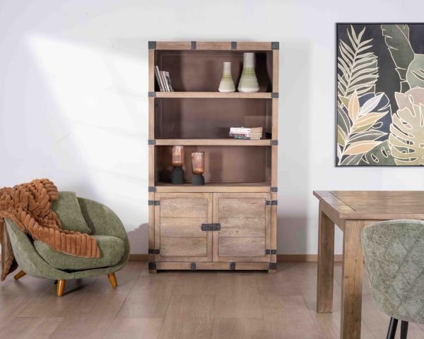 Armario abierto de estilo vintage con 2 puertas de madera y metal «Voyage»