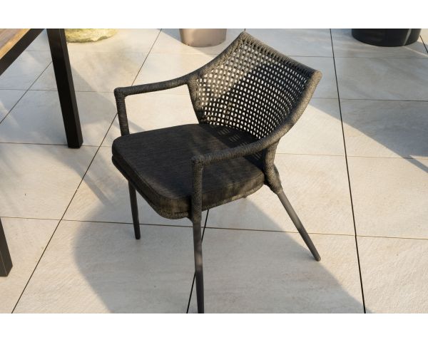 Lote de 2 sillas de jardín envolventes de cuerda trenzada gris oscuro «Chair'ming»