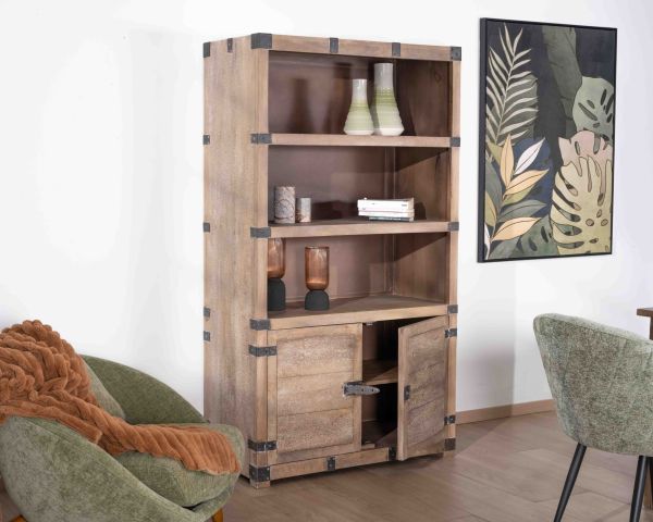 Armario abierto de estilo vintage con 2 puertas de madera y metal «Voyage»