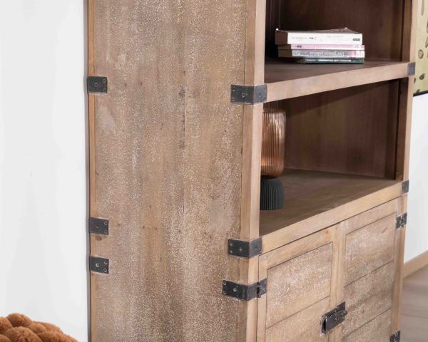 Armario abierto de estilo vintage con 2 puertas de madera y metal «Voyage»