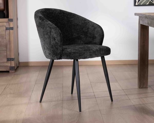 Lote de 2 sillas contemporáneas y envolventes de tela negra «Kandy»