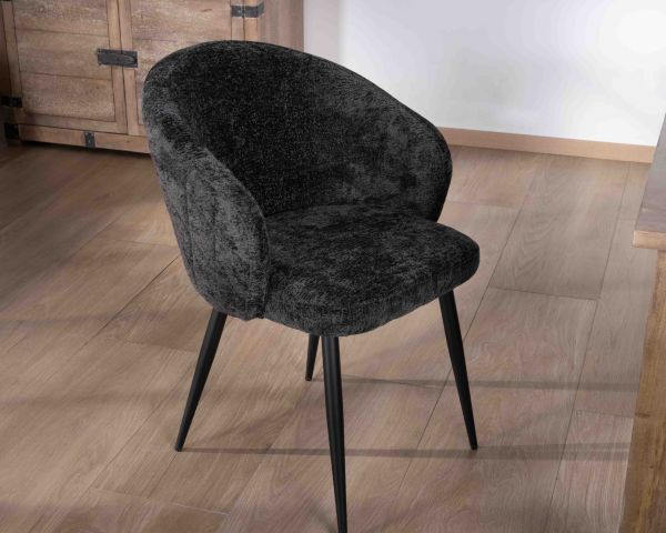 Lote de 2 sillas contemporáneas y envolventes de tela negra «Kandy»