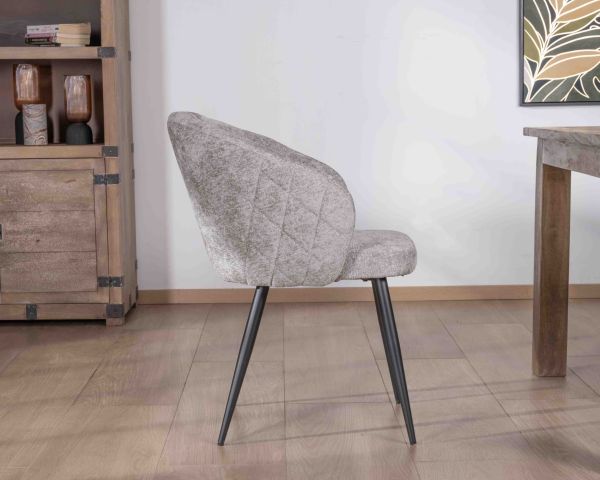Lote de 2 sillas de comedor de diseño, con tapizado en tela gris claro y patas de metal negras «Kandy»