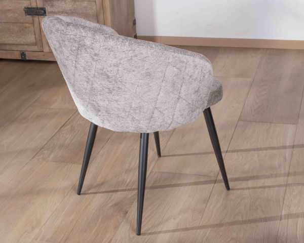 Lote de 2 sillas de comedor de diseño, con tapizado en tela gris claro y patas de metal negras «Kandy»