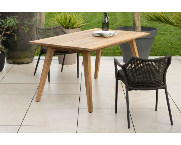 Mesa de comedor especial para exterior de 160 x 90 cm «Tuléo», con un diseño minimalista y de teca reciclada