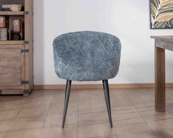 Lote de 2 sillas de comedor de diseño, con tapizado azul y patas de metal negras «Kandy»