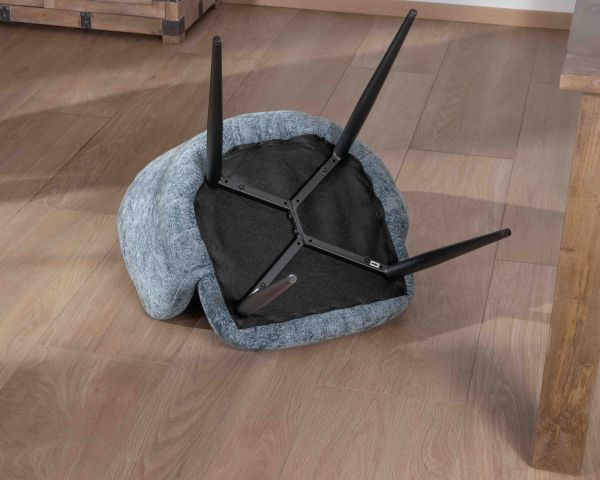 Lote de 2 sillas de comedor de diseño, con tapizado azul y patas de metal negras «Kandy»