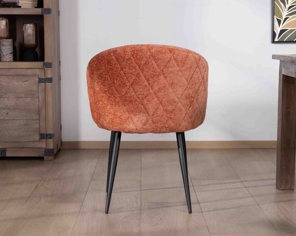 Lote de 2 sillas contemporáneas y envolventes de tela rizada color terracota «Kandy»