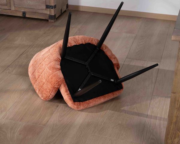 Lote de 2 sillas contemporáneas y envolventes de tela rizada color terracota «Kandy»