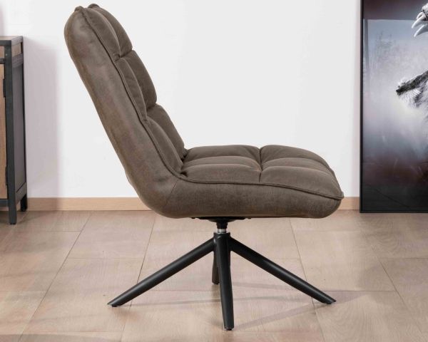 Sillón relax ultracómodo con base giratoria «Grundy» en tejido de microfibra verde caqui