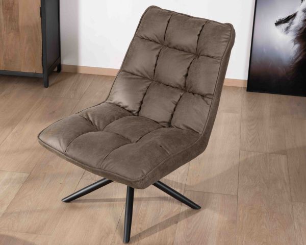 Sillón relax ultracómodo con base giratoria «Grundy» en tejido de microfibra verde caqui