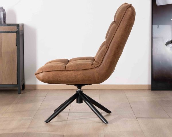 Sillón relax ultracómodo con base giratoria «Grundy» en microfibra color habano