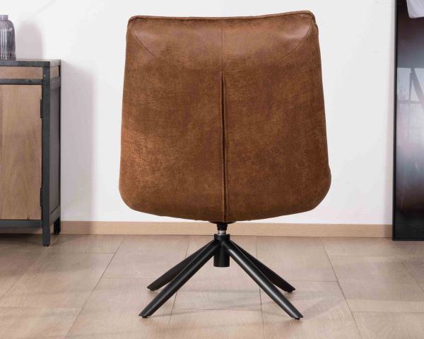 Sillón relax ultracómodo con base giratoria «Grundy» en microfibra color habano