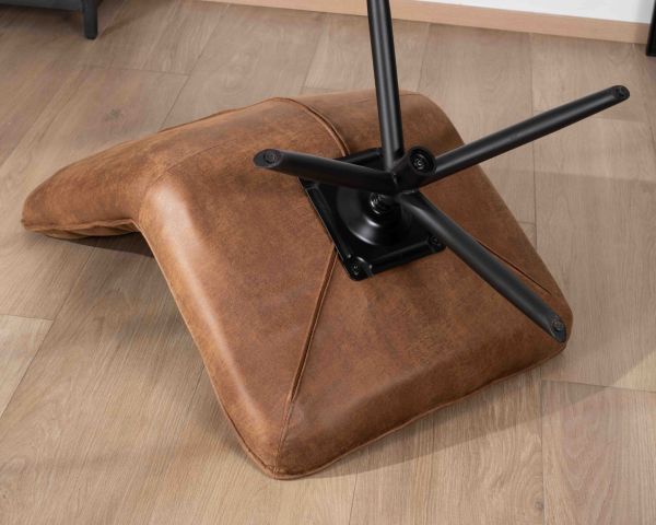 Sillón relax ultracómodo con base giratoria «Grundy» en microfibra color habano