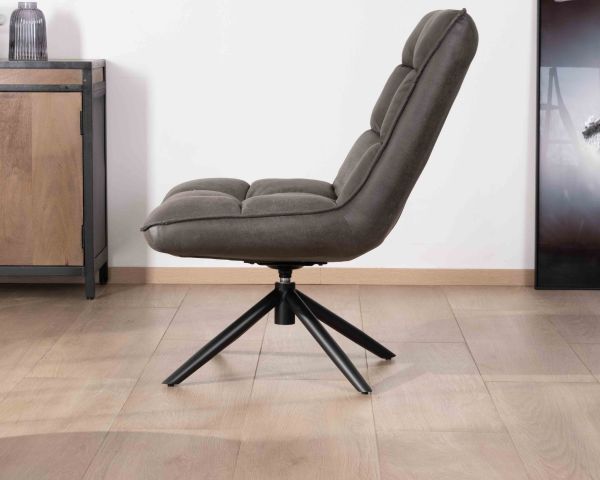 Sillón giratorio ultracómodo de microfibra gris oscuro «Grundy»