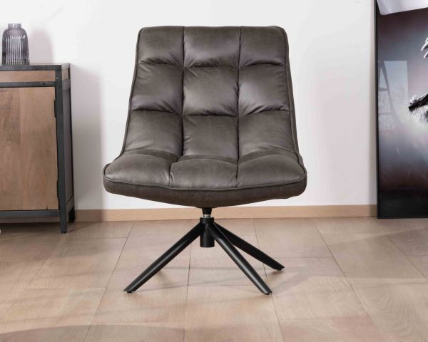 Sillón giratorio ultracómodo de microfibra gris oscuro «Grundy»