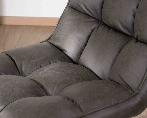 Sillón giratorio ultracómodo de microfibra gris oscuro «Grundy»